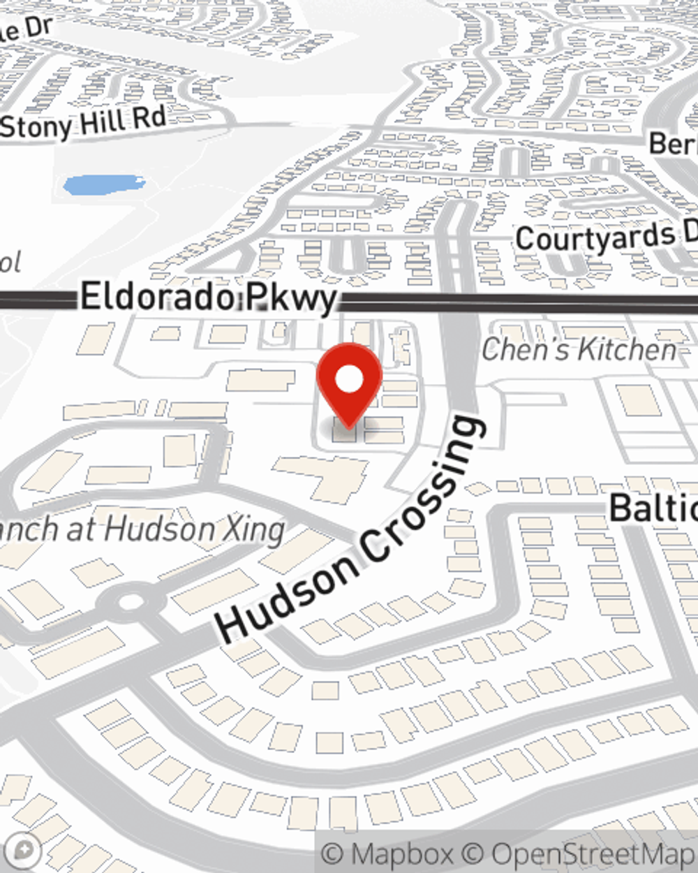 Map showing State Farm Agent Scott Schoener's office at 3128 Hudson Crossing Suite G1 McKinney, TX