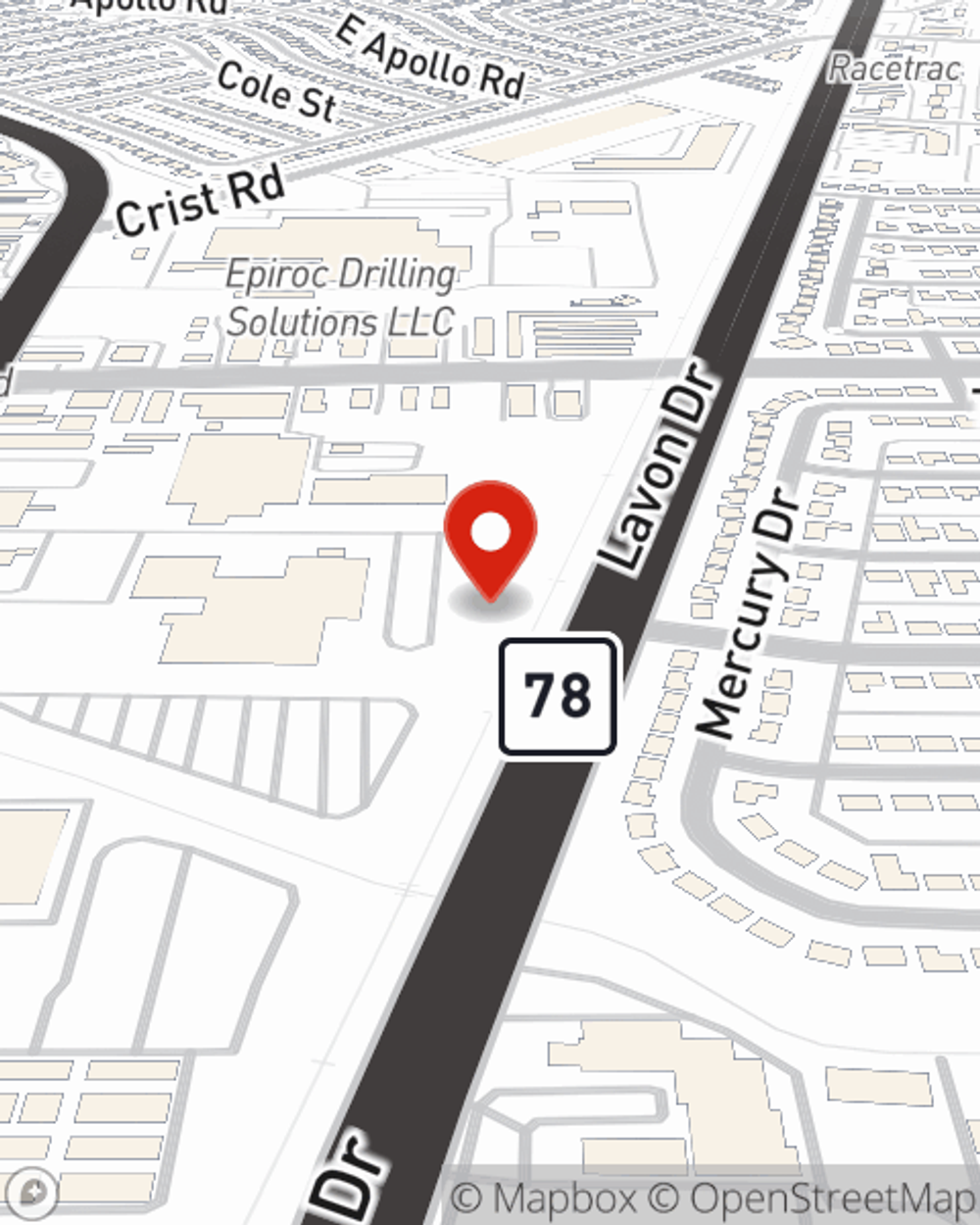 Map showing State Farm Agent Dominic Schillace's office at 5255 N President George Bush Hwy, Ste 425, Garland, TX
