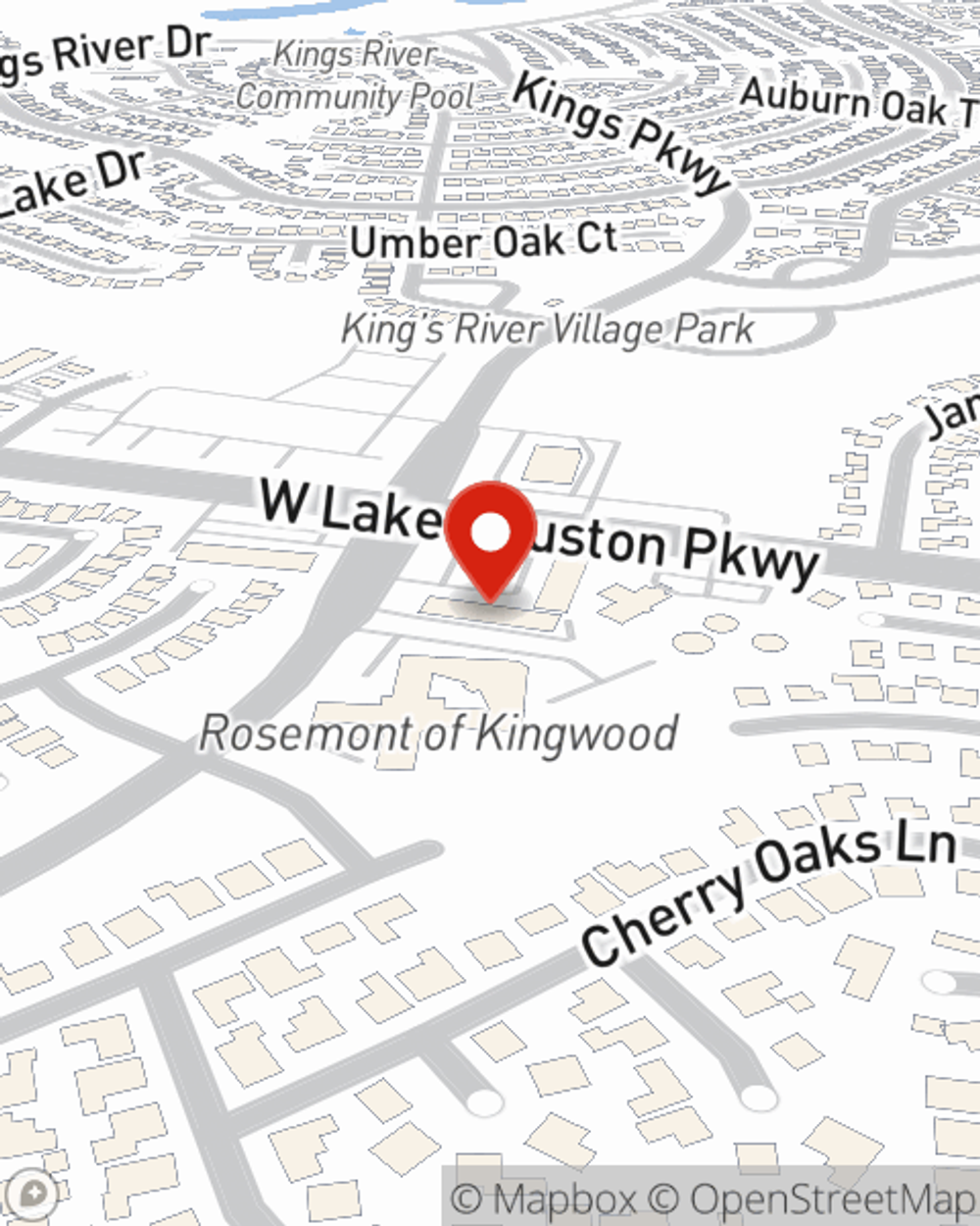 Map showing State Farm Agent Katie Green's office at 20031 W Lake Houston Parkway Suite, 300, Kingwood, TX