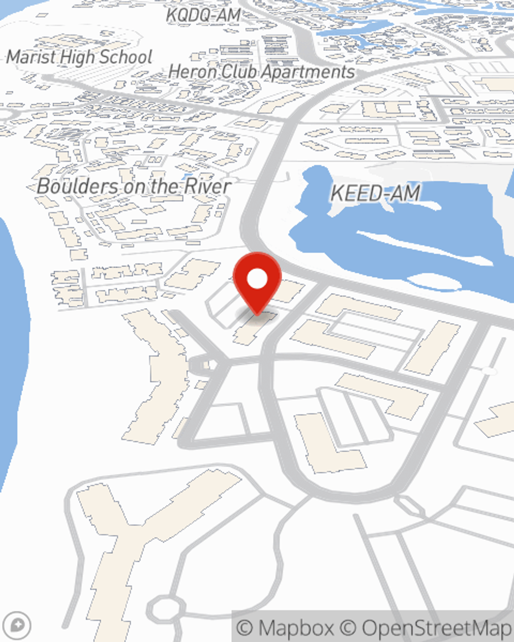 Map showing State Farm Agent Seth Yost's office at 485 Alexander Loop Ste. #120, Eugene, OR
