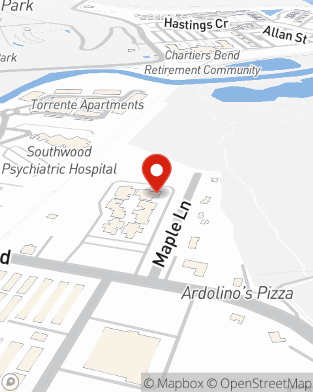 Map showing State Farm Agent Bill Kern's office at 1121 Boyce Road, Suite 2400A, Pittsburgh, PA