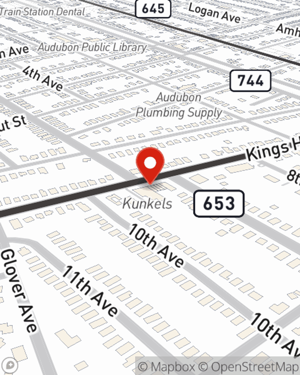Map showing State Farm Agent Dan Miller's office at 910 Kings Highway, Haddon Heights, NJ