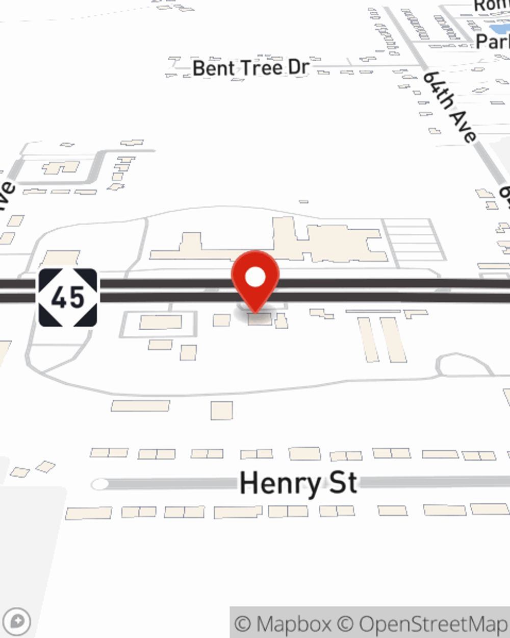 Map showing State Farm Agent Adam McCluer's office at 6540 Lake Michigan Dr, Allendale, MI