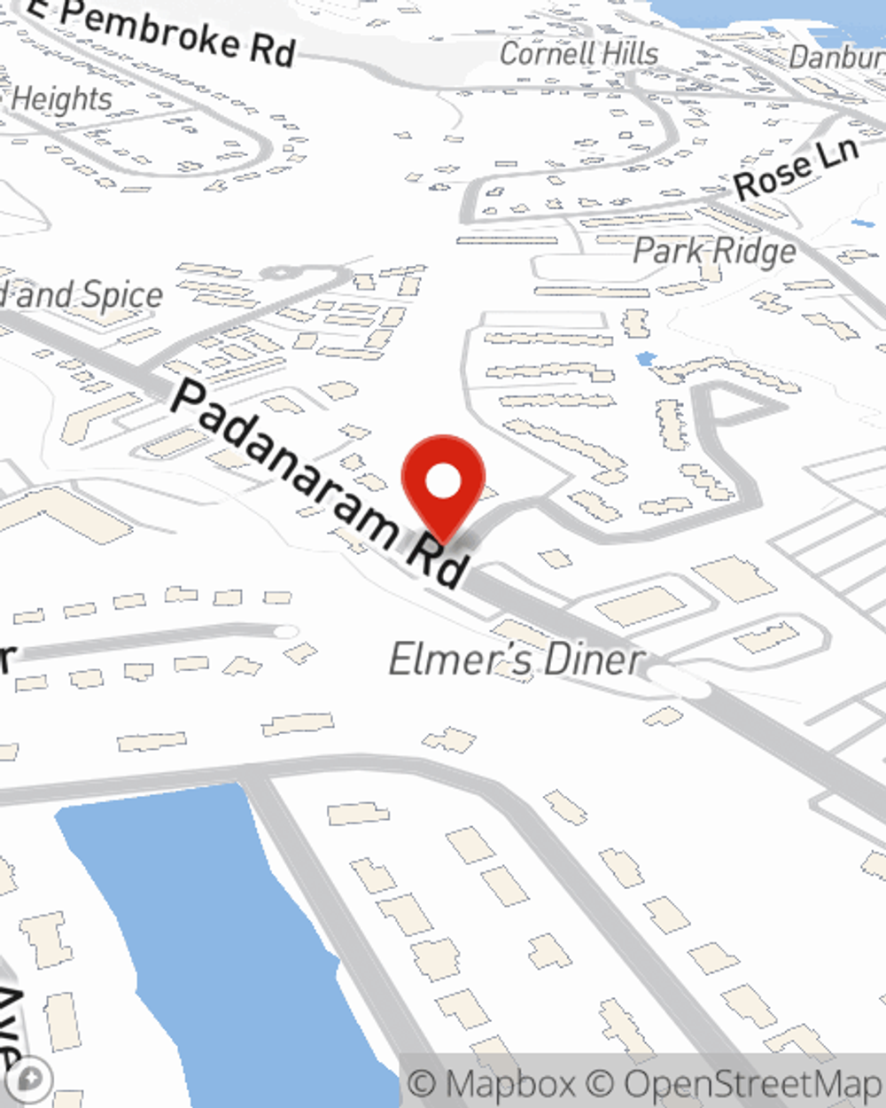Map showing State Farm Agent Maria Ordonez's office at 9 Padanaram Road, Danbury, CT