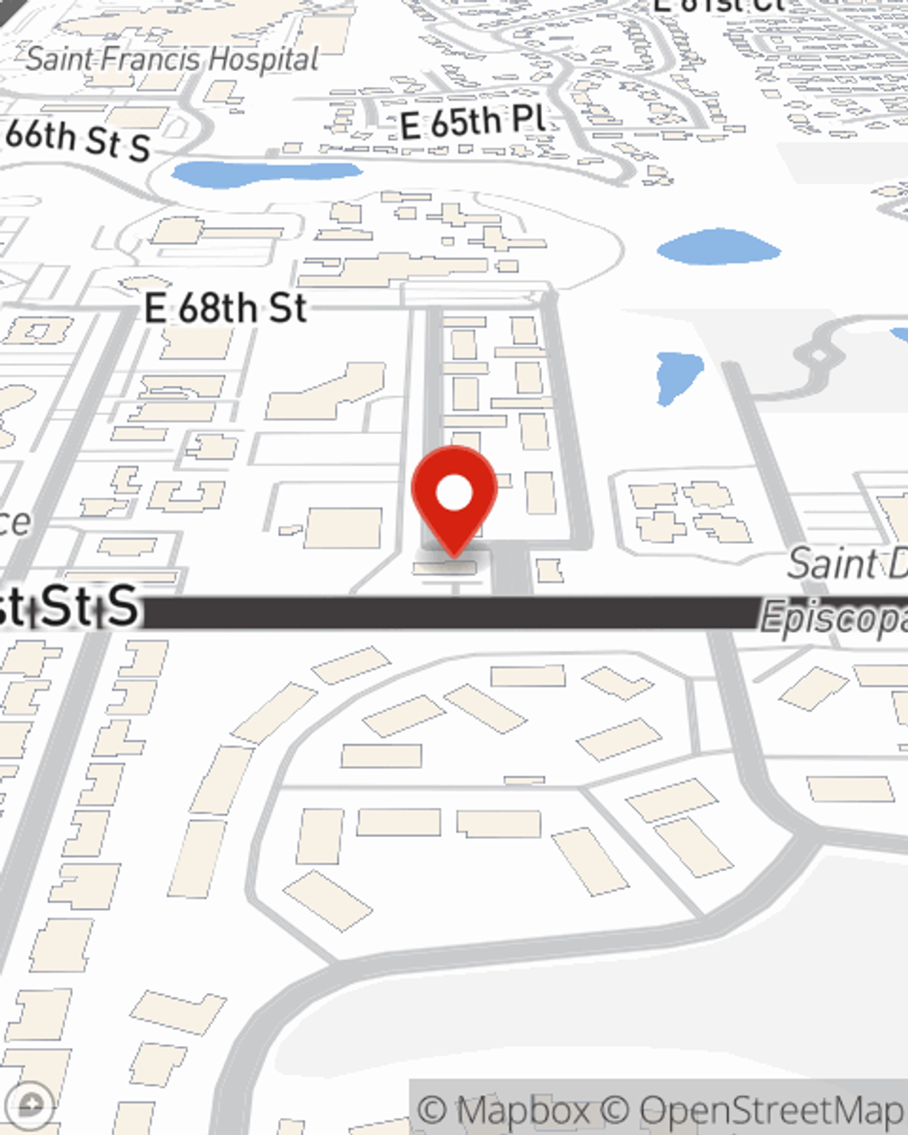 Map showing State Farm Agent Austin Jones's office at 5401 E 71st Street, Suite 2, Tulsa, OK
