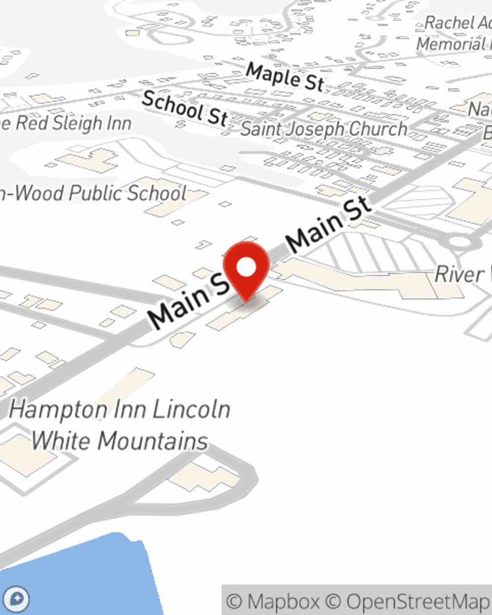Map showing State Farm Agent Lynne Warren's office at 78 Main St #3, PO Box 999, Lincoln, NH