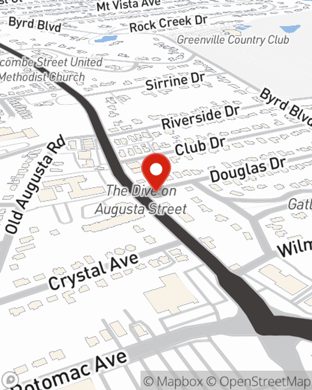 Map showing State Farm Agent Weston Sanders's office at 3101 Augusta Street, Greenville, SC