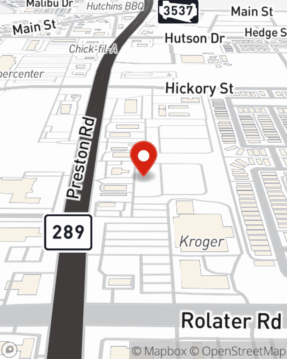 Map showing State Farm Agent Christy Brott's office at 7700 Preston Rd, Ste 201, Frisco, TX