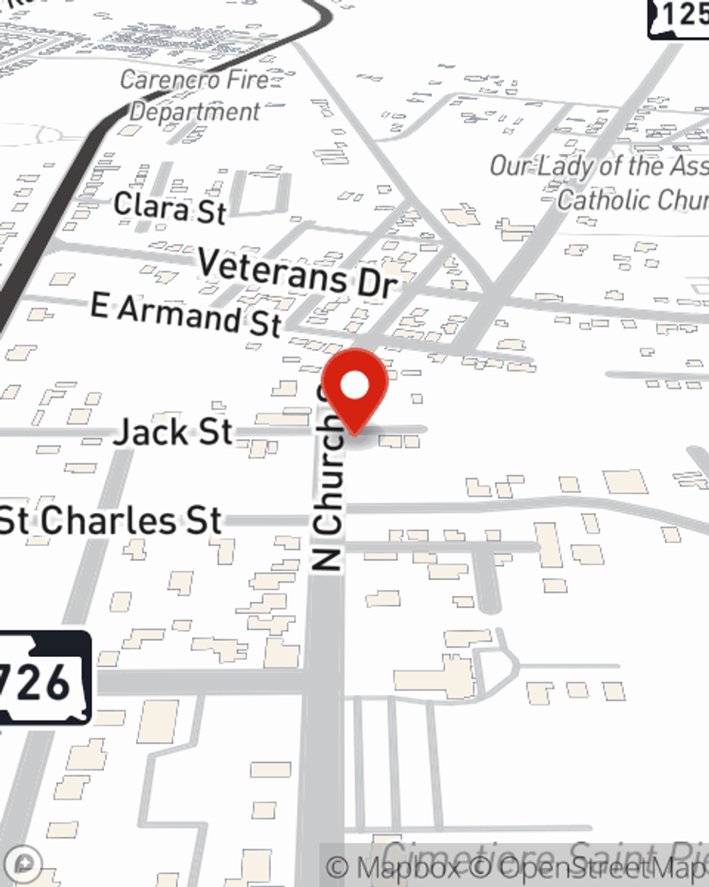 Map showing State Farm Agent Nouphay Kongphongmany's office at 3825 N. Universtiy Ave, Carencro, LA