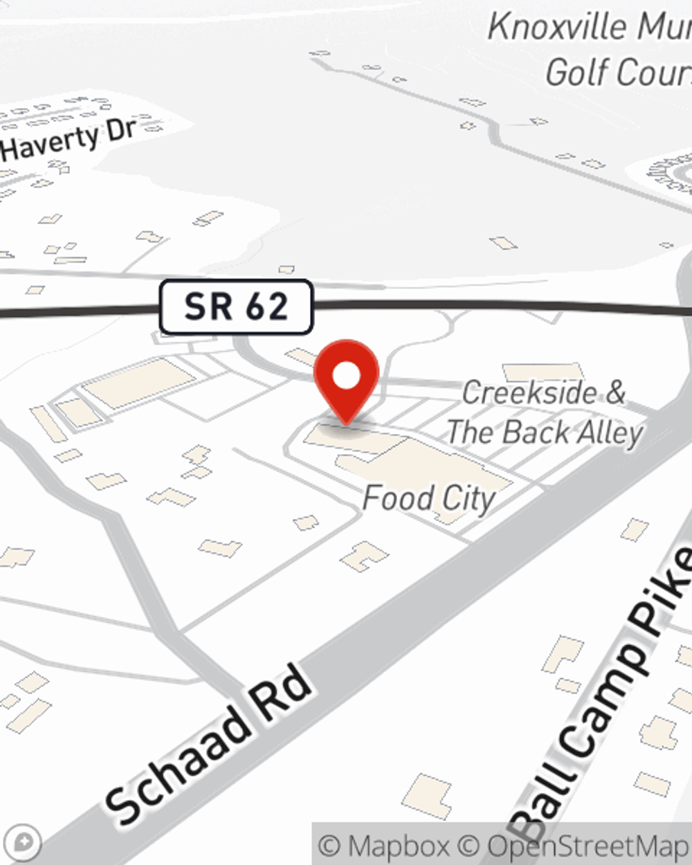 Map showing State Farm Agent Amber Garrity's office at 6732 Malone Creek Drive Knoxville, TN