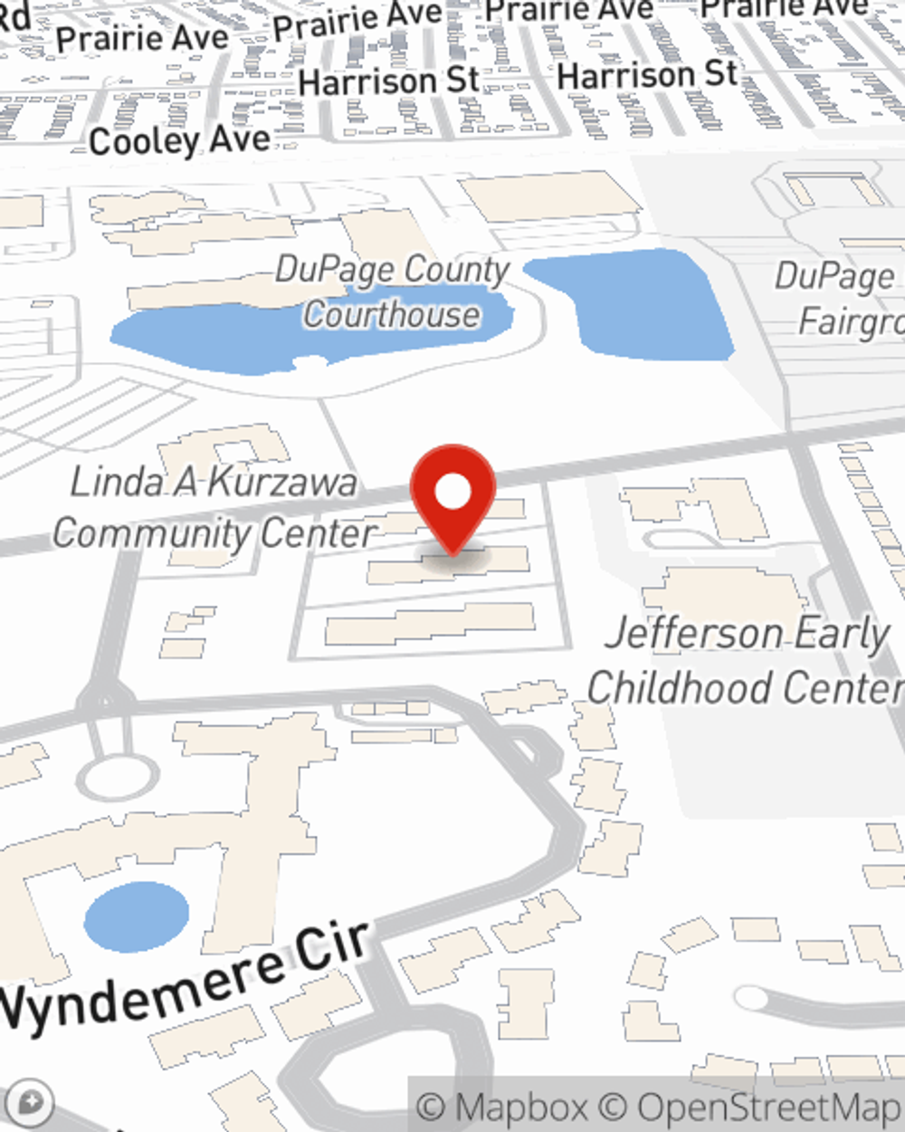 Map showing State Farm Agent Frank Custable's office at 2100 Manchester Road Building A Ste 309 Wheaton, IL