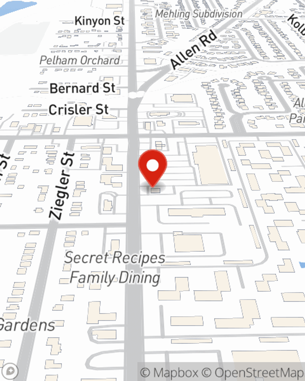 Map showing State Farm Agent Sam Quisenberry's office at 11165 Allen Rd, Southgate, MI