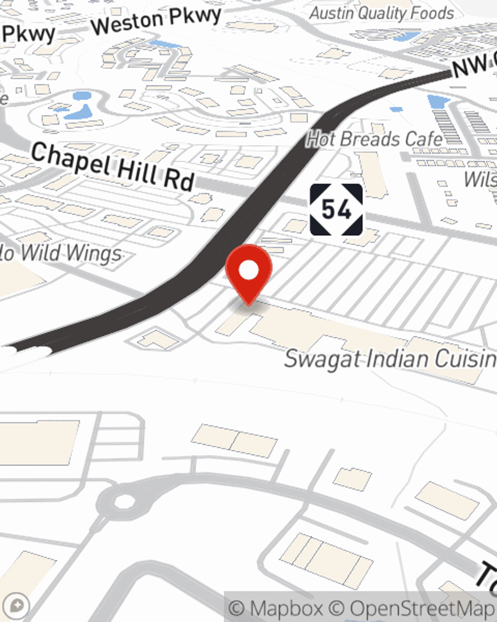 Map showing State Farm Agent Kuan Ho's office at 9581 Chapel Hill Road, Morrisville, NC
