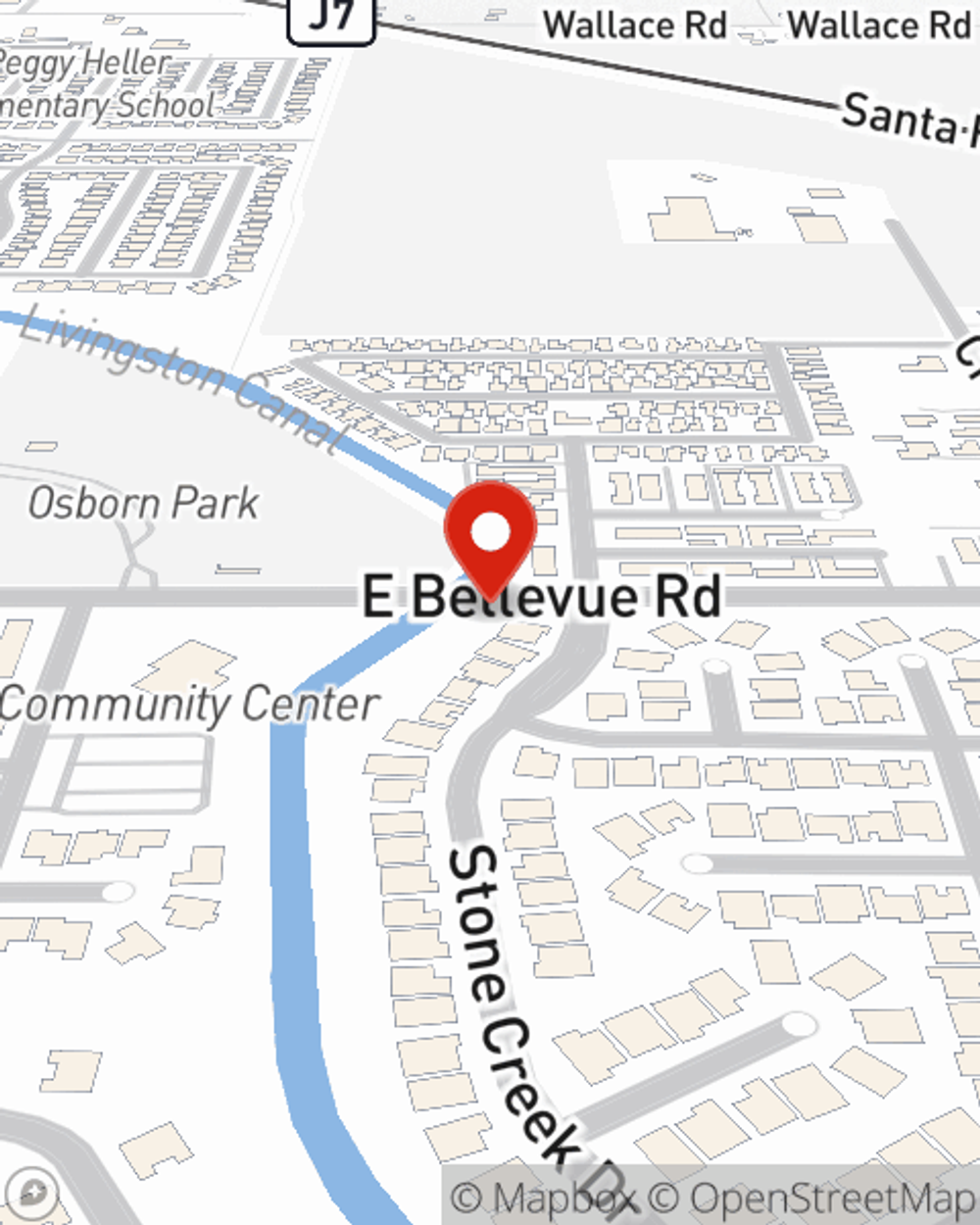 Map showing State Farm Agent Tisha Miranda's office at 514 E Bellevue Road, Atwater, CA