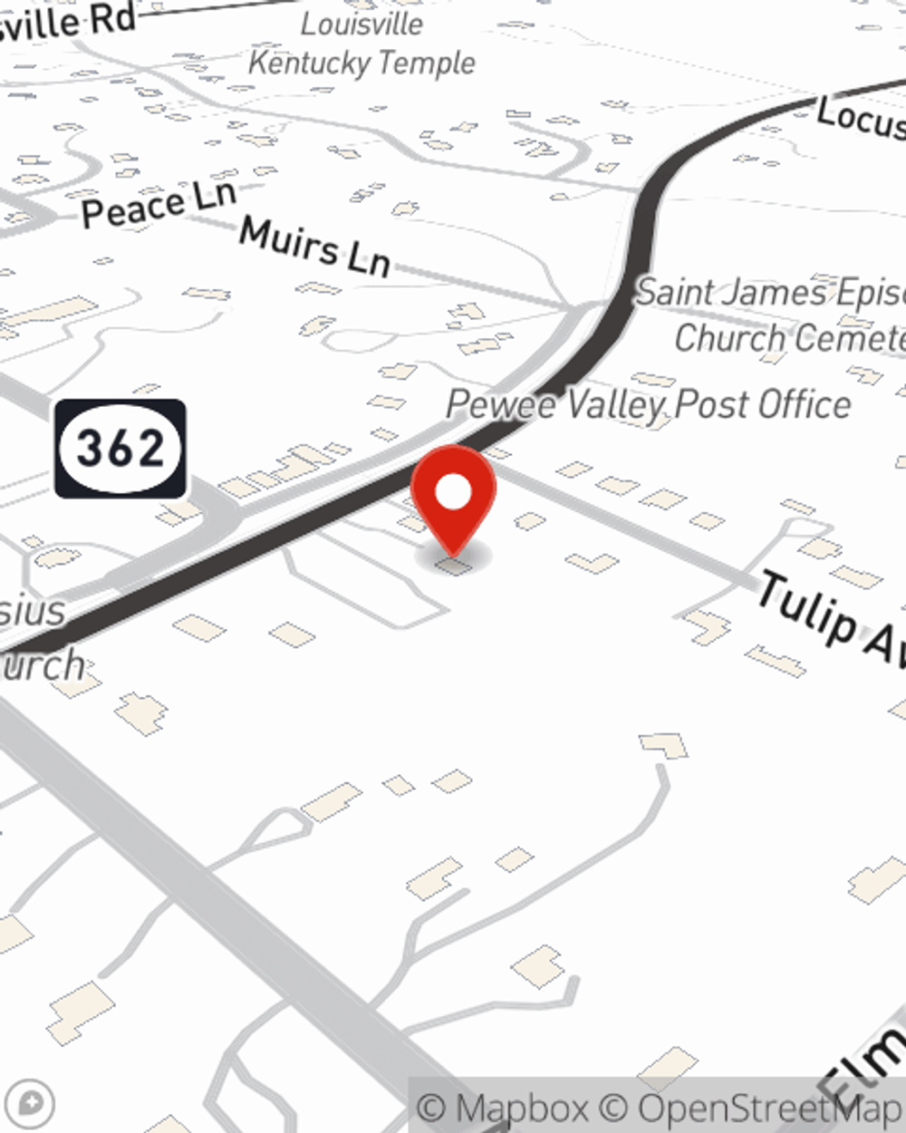 Map showing State Farm Agent's office