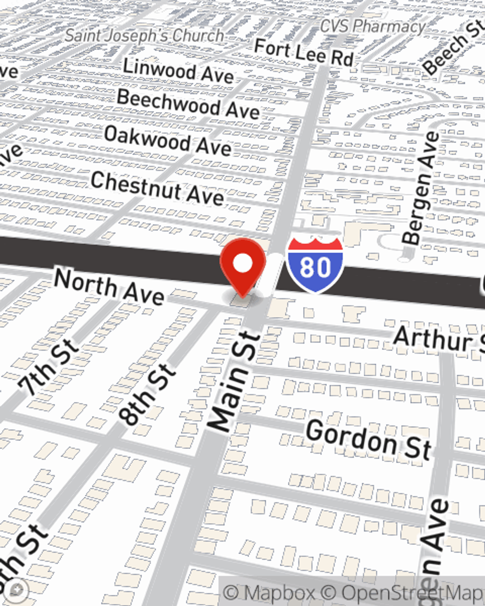 Map showing State Farm Agent Ken Kneis's office at 2 Queen Anne Rd, Bogota, NJ