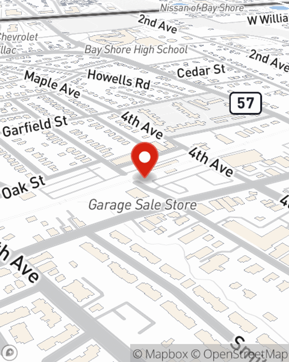 Map showing State Farm Agent Michael S. Stagnitta's office at 87 Park Ave, Bay Shore, NY