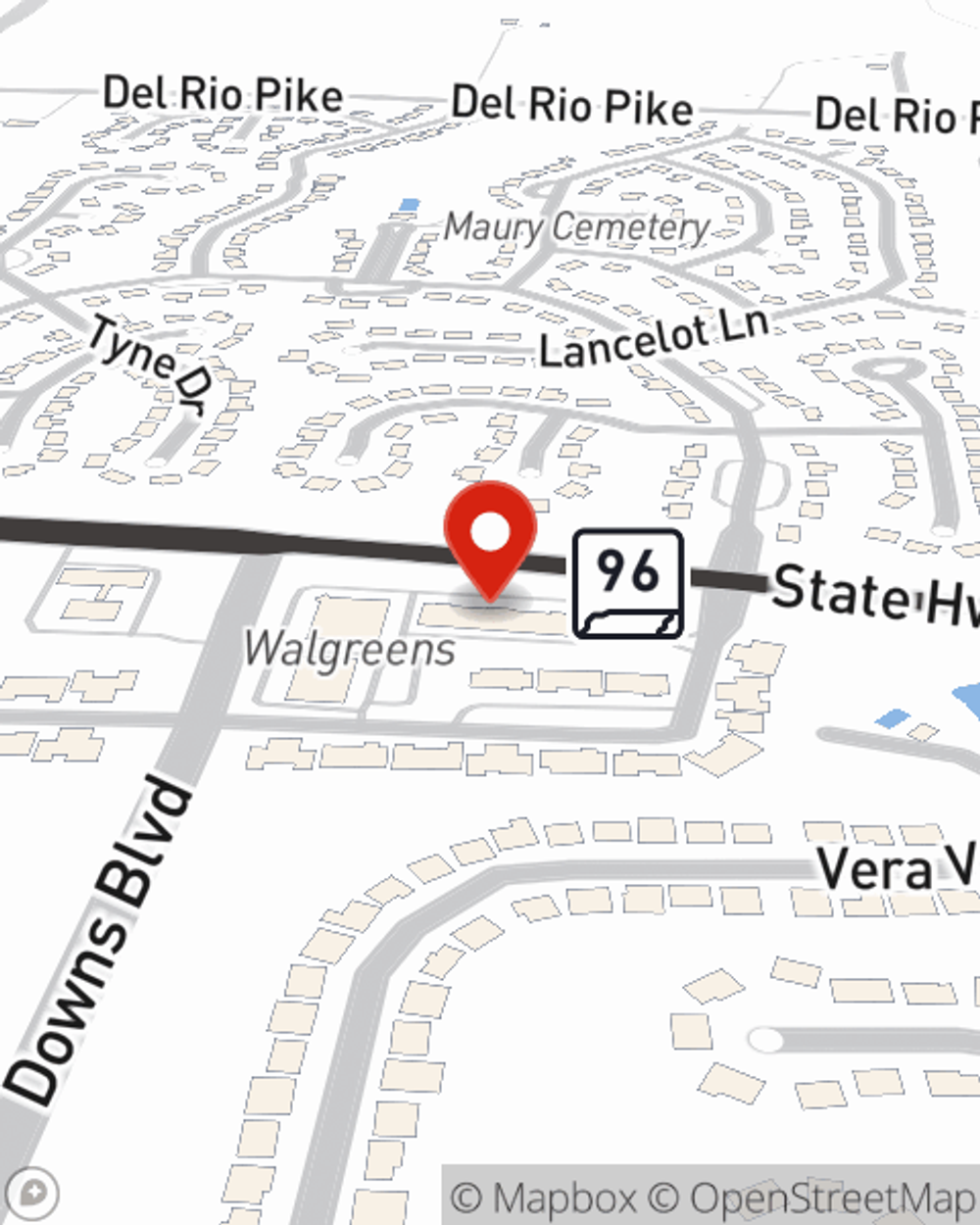 Map showing State Farm Agent Cody Fuqua's office at 1441 New Highway 96 W Suite 7, Franklin, TN
