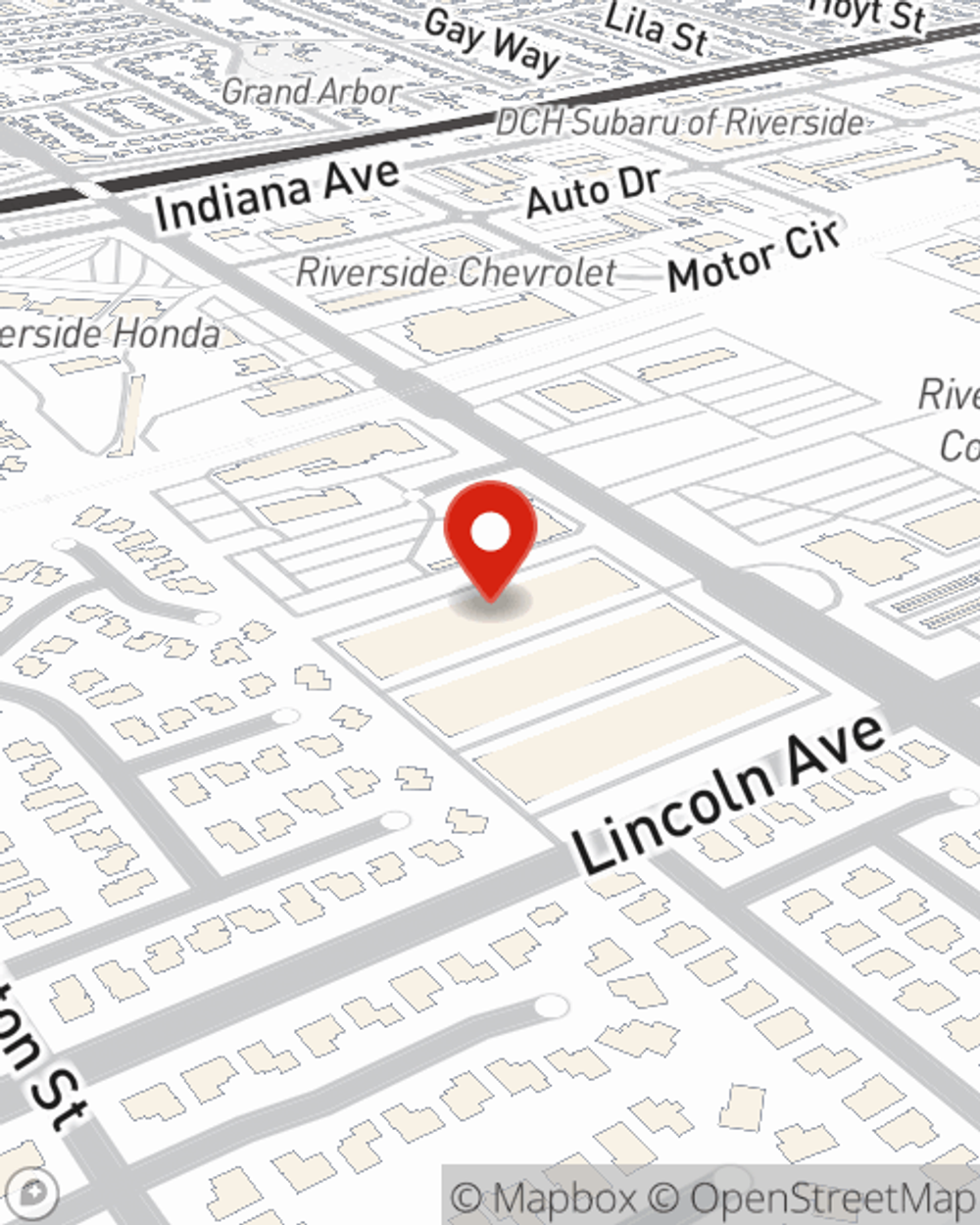 Map showing State Farm Agent Jane Lavin's office at 2900 Adams Street C 140 Riverside, CA