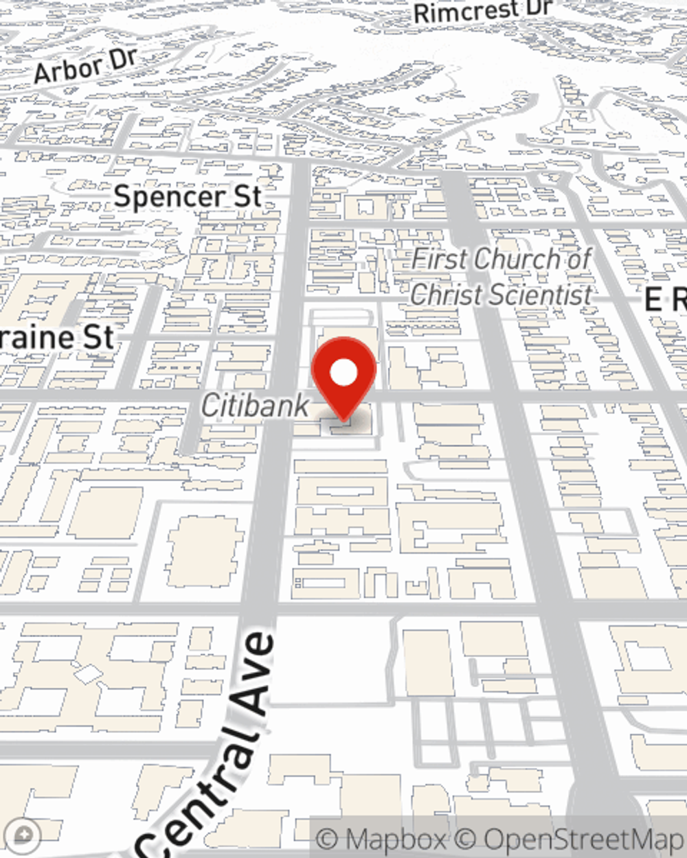 Map showing State Farm Agent Christine Park's office at 1160 N Central Avenue, Ste 210, Glendale, CA