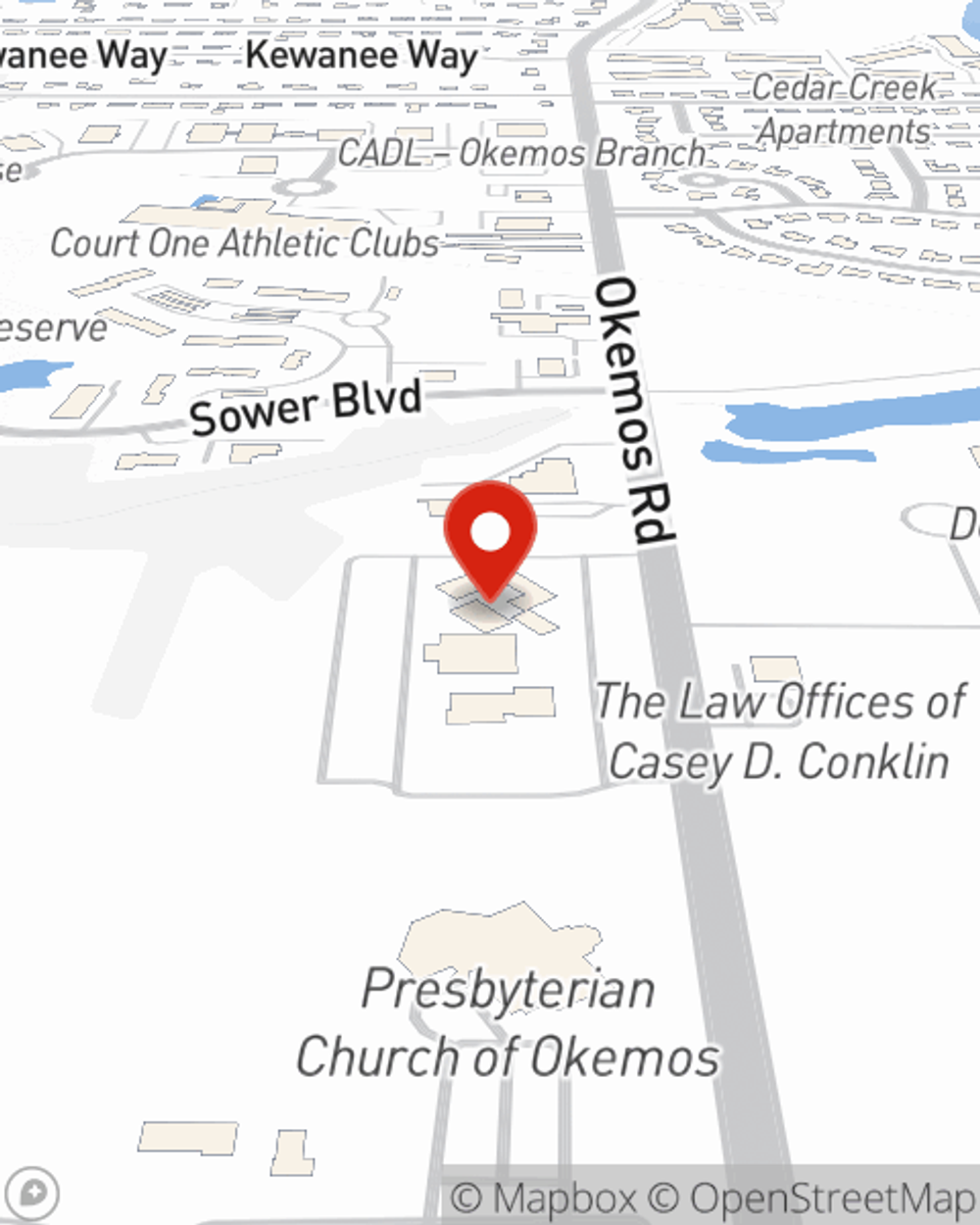 Map showing State Farm Agent Karl Smathers's office at 4125 Okemos Road Suite 22, Okemos, MI