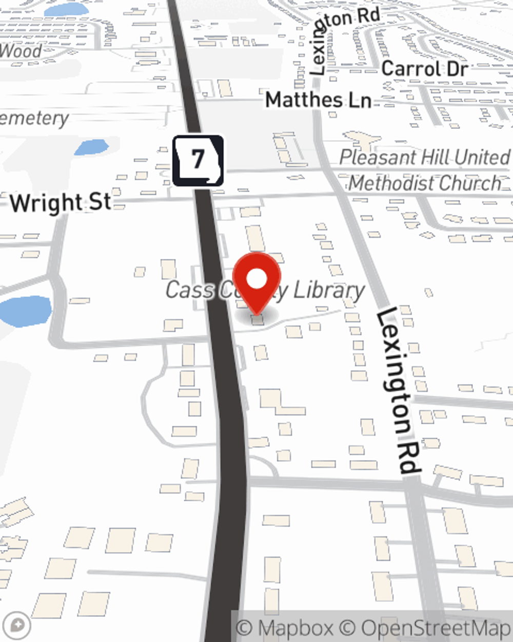 Map showing State Farm Agent David Vaughn's office at 1100 N State Route 7, Suite A, Pleasant Hill, MO