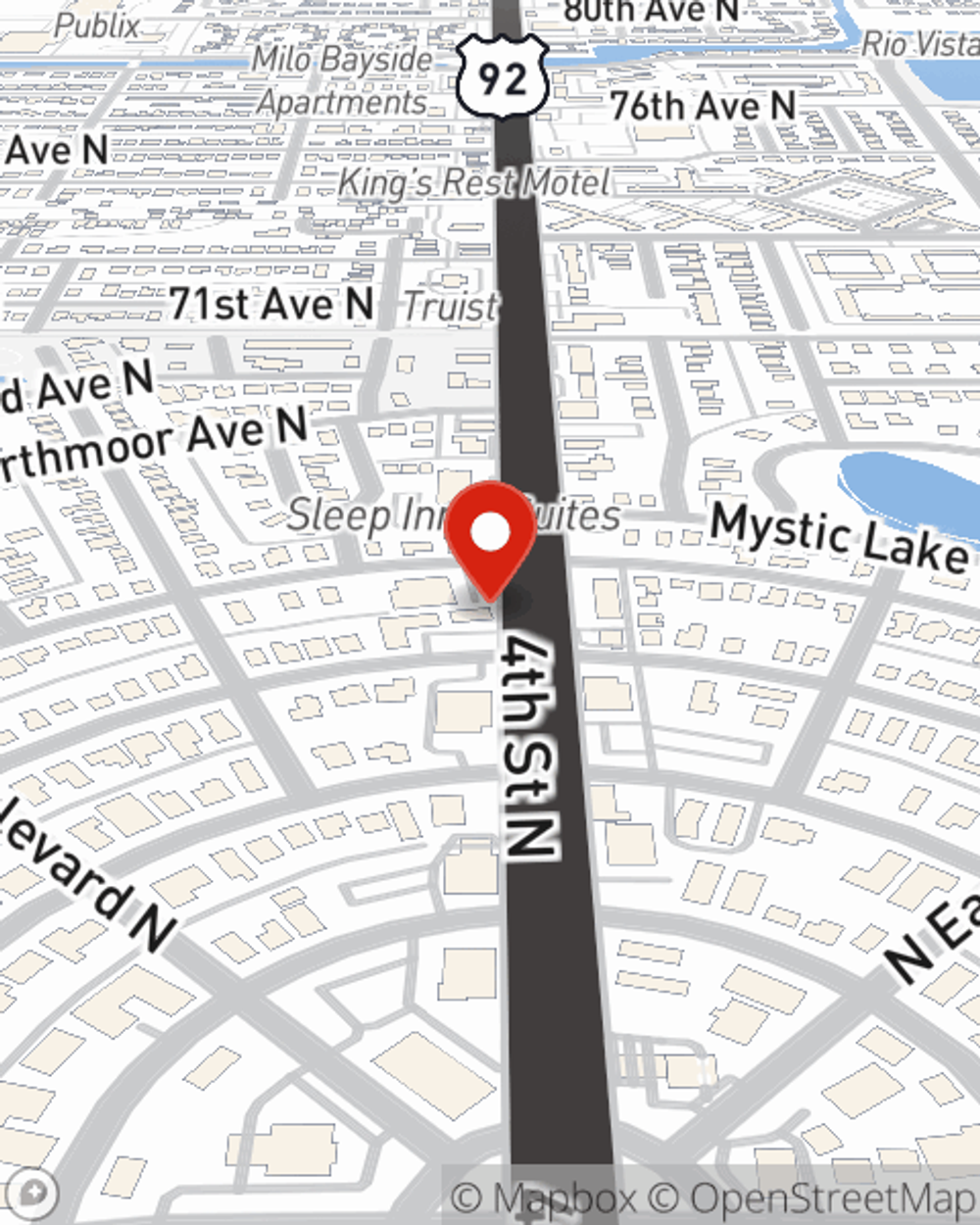 Map showing State Farm Agent Daniel Martinez's office at 6520 4th Street N, Saint Petersburg, FL
