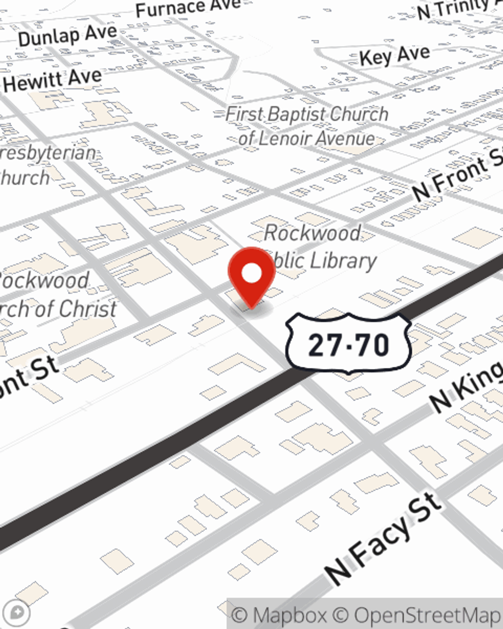 Map showing State Farm Agent Drew Franklin's office at 122 W Rockwood Street, Rockwood, TN