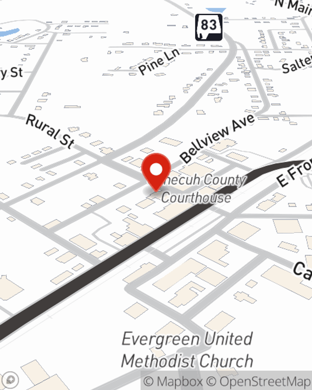 Map showing State Farm Agent Jeremy Anderson's office at 115 Rural Street, Evergreen, AL