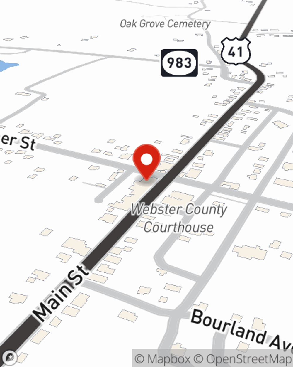 Map showing State Farm Agent Kevin Chandler's office at 22 US HWY 41 A South Dixon, KY