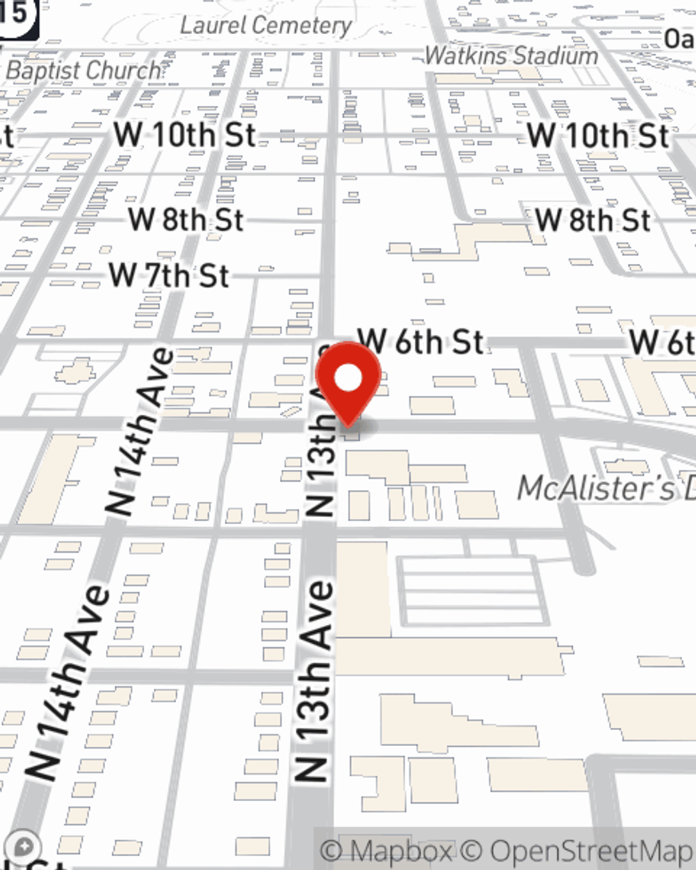 Map showing State Farm Agent's office