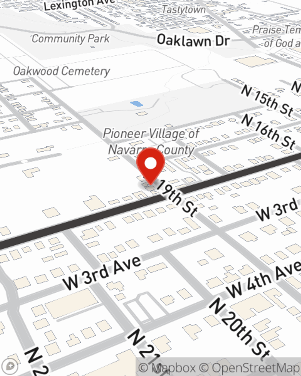 Map showing State Farm Agent Lynda Housley's office at 1000 W 2nd Avenue, Corsicana, TX