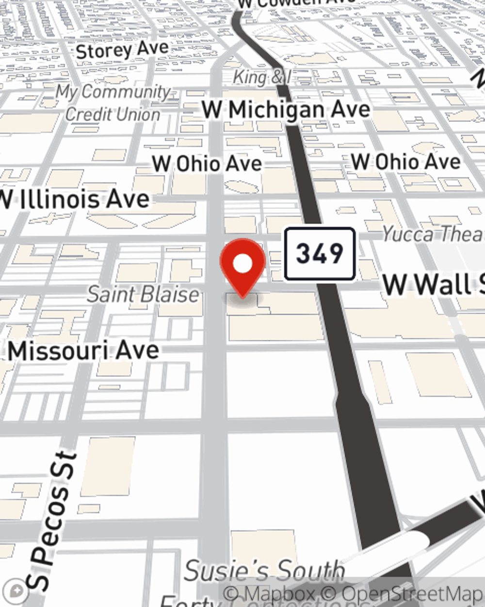 Map showing State Farm Agent Deanna Dempsey's office at 415 W. Wall Street Suite 1204 Midland, TX