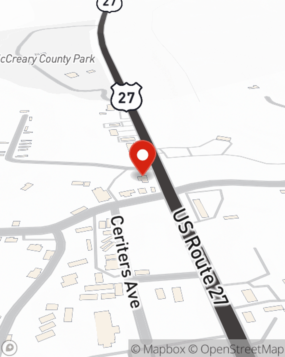Map showing State Farm Agent Randy Kidd's office at 1755 N Highway 27, PO BOX 1220, Whitley City, KY