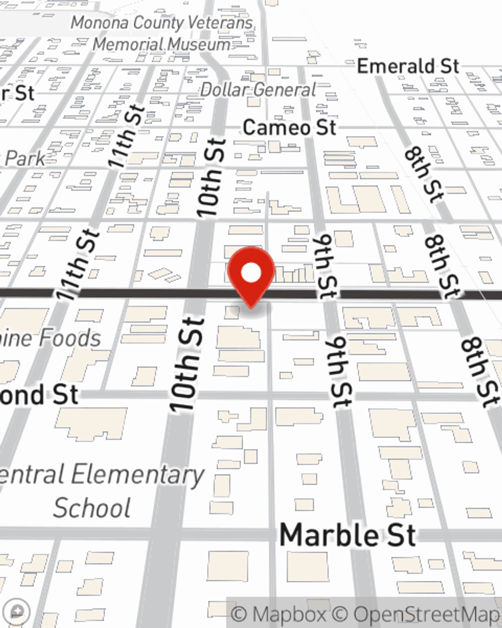 Map showing State Farm Agent's office