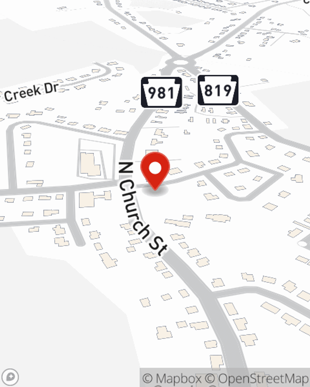 Map showing State Farm Agent Krysta Cornelison's office at 599 N Church Street Suite 100, Mount Pleasant, PA