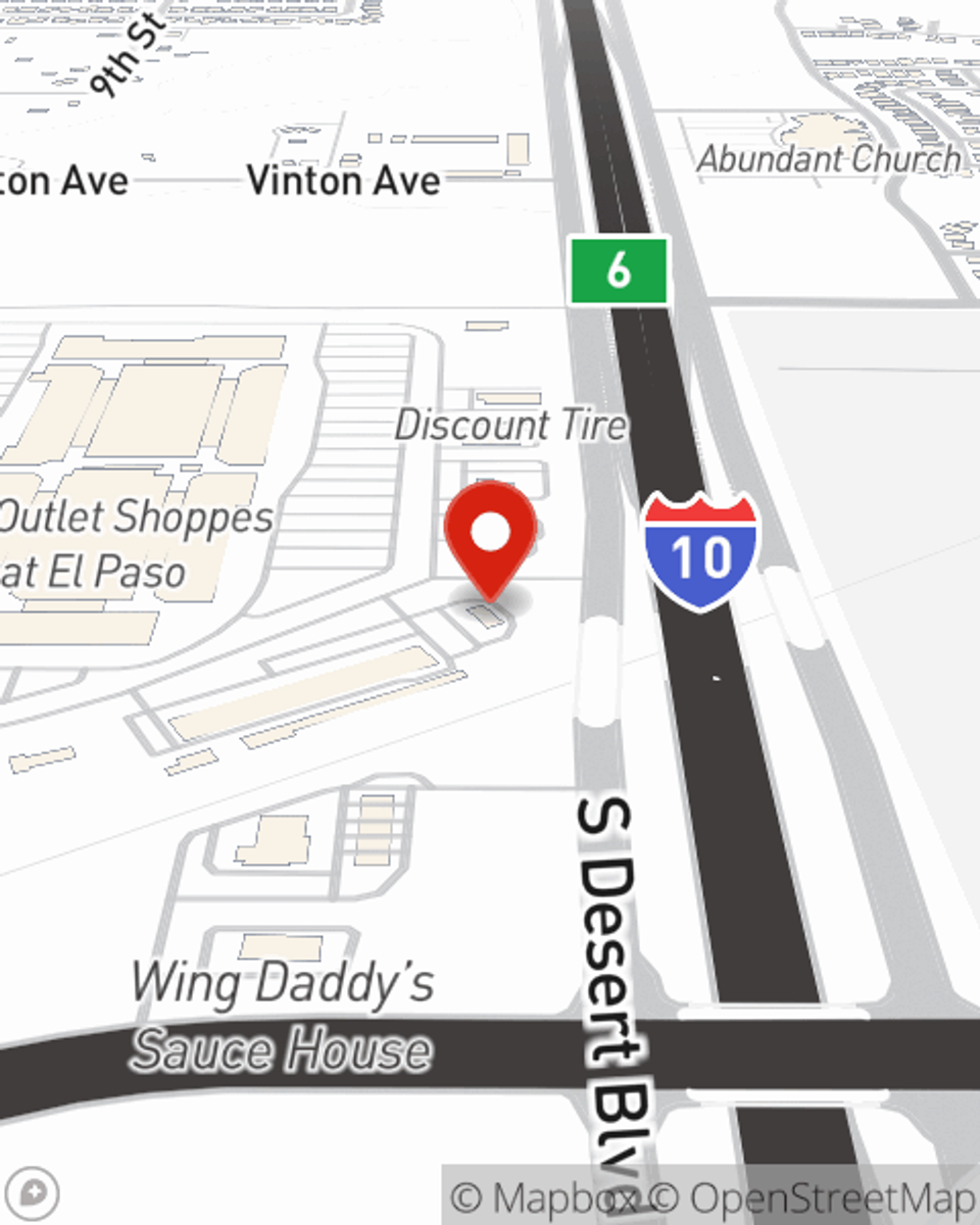 Map showing State Farm Agent Pedro Einaudi's office at 7049 S Desert Blvd Suite 114, Canutillo, TX