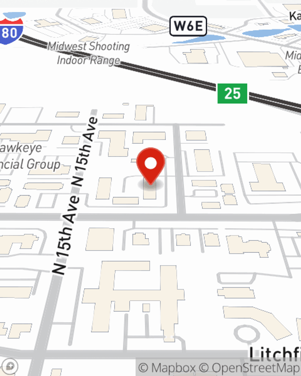 Map showing State Farm Agent Ben Wiemerslage's office at 1450 Boyson Road Suite B2, Hiawatha, IA