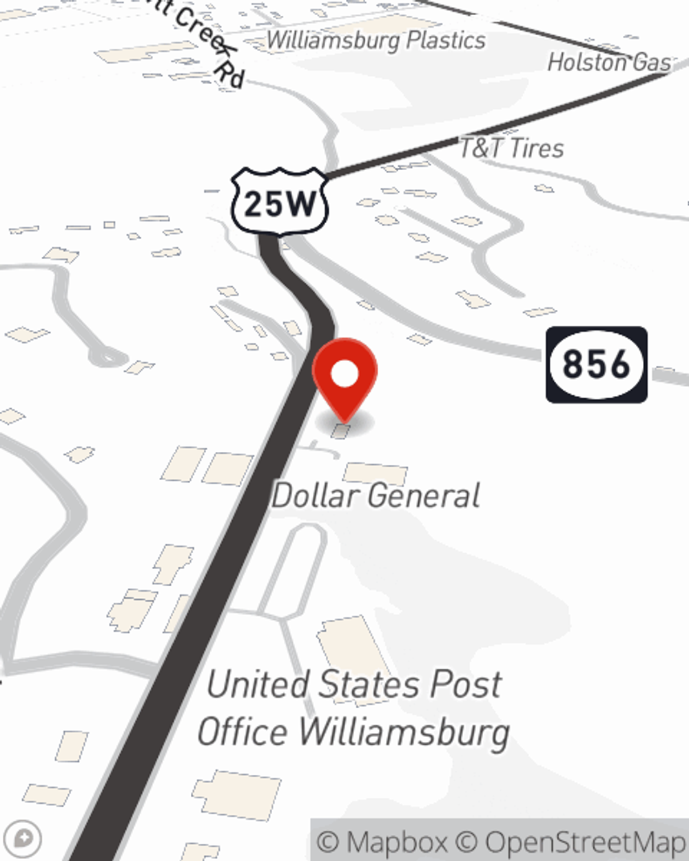 Map showing State Farm Agent's office