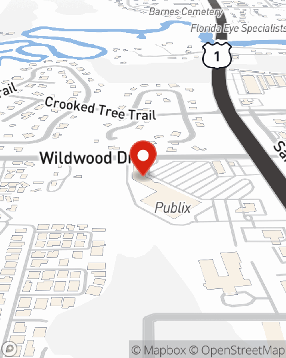 Map showing State Farm Agent Kaitlyn Dugger's office at 4255 Us Highway 1 S Suite 9, St Augustine, FL