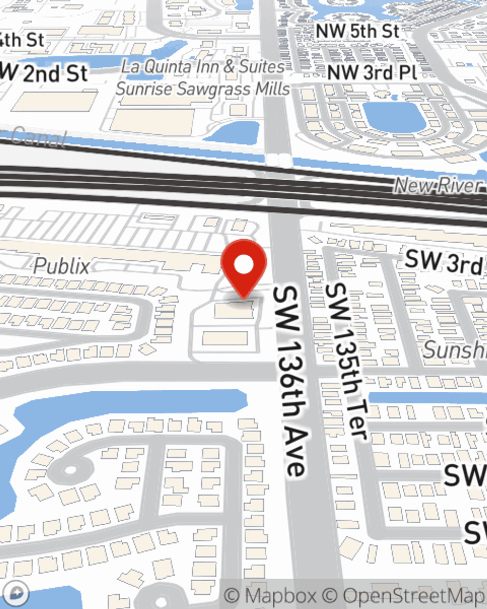 Map showing State Farm Agent John Ballard's office at 351 SW 136th Avenue Suite 101, Davie, FL