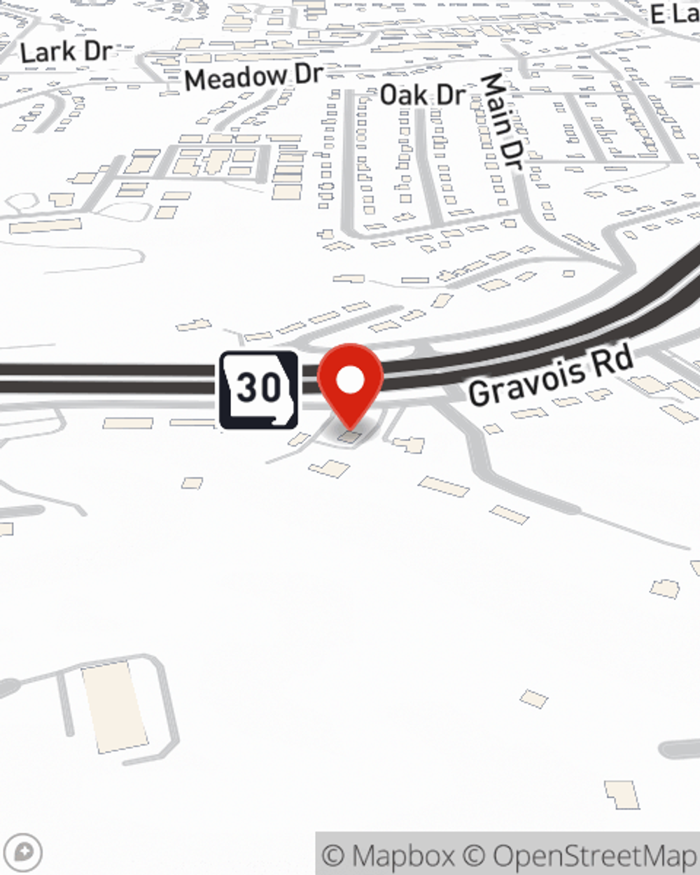 Map showing State Farm Agent Kirk Menard's office at 1504 Gravois Rd, High Ridge, MO
