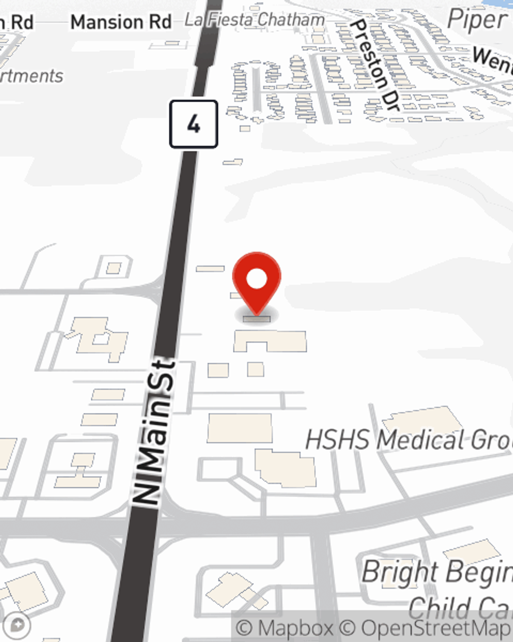 Map showing State Farm Agent Tyler Scanlan's office at 1220 N Main St., Chatham, IL