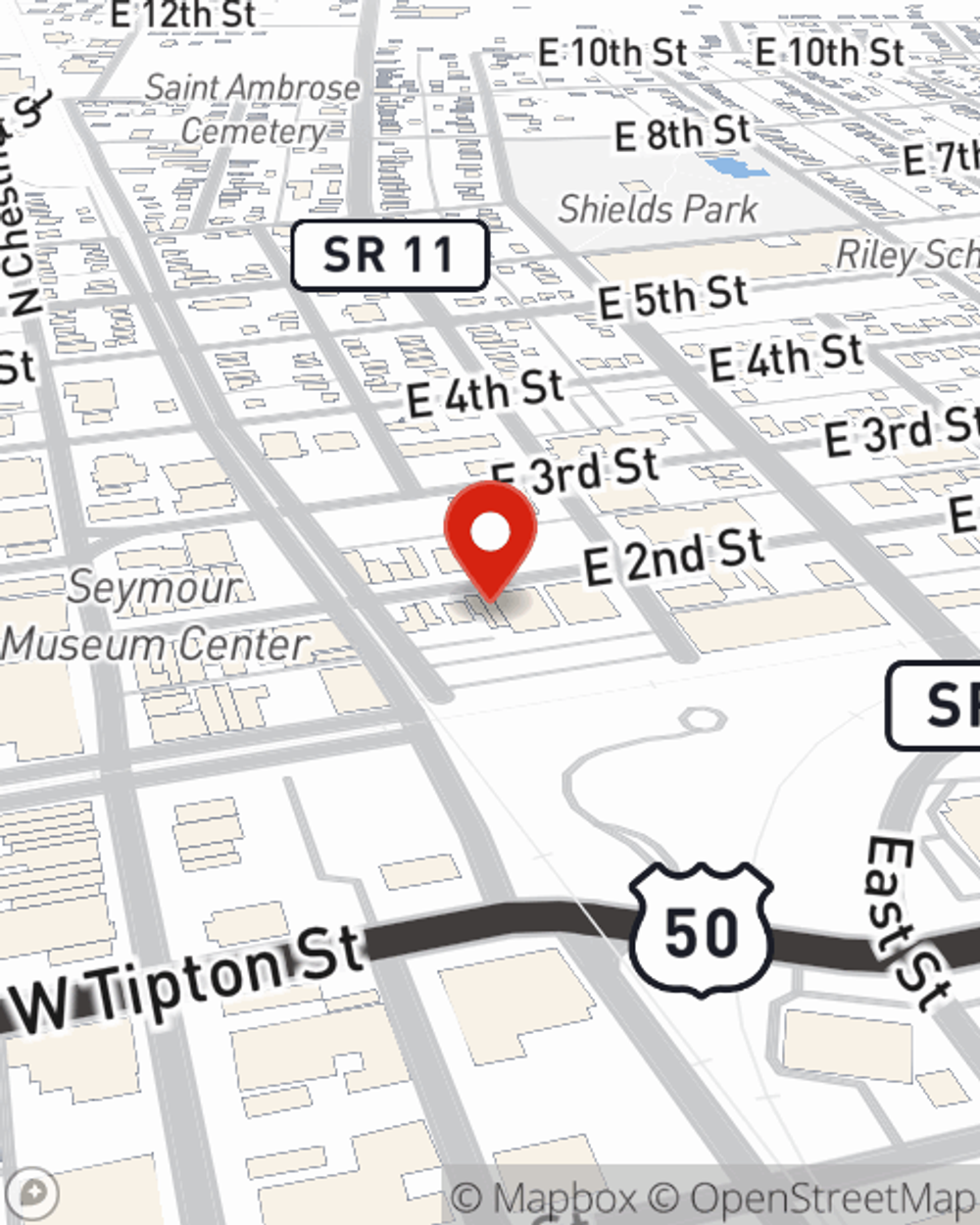 Map showing State Farm Agent Gary Thompson's office at 112 E 2nd Street, Seymour, IN