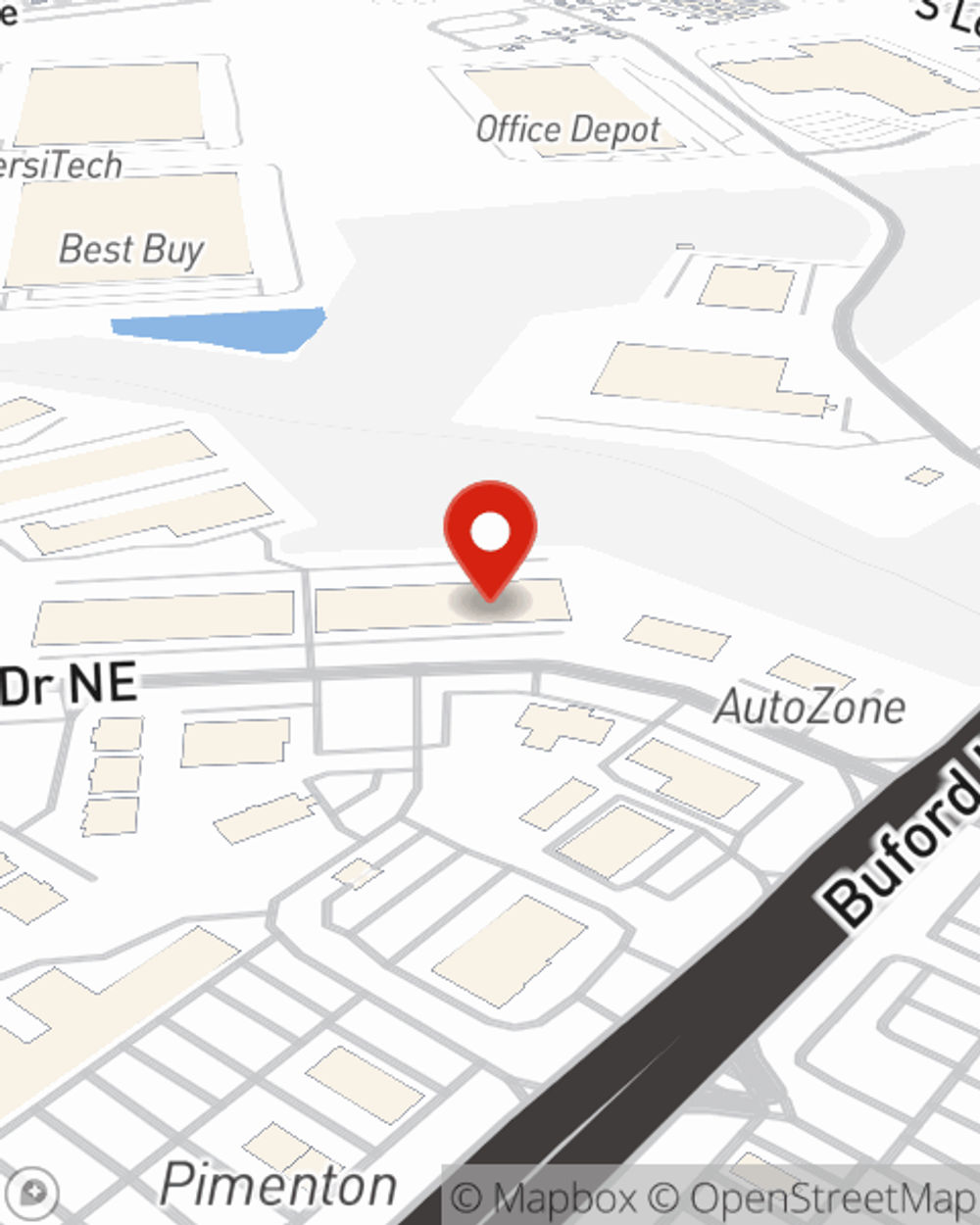 Map showing State Farm Agent Michael Popwell's office at 4455 Commerce Drive Suite 107, Buford, GA