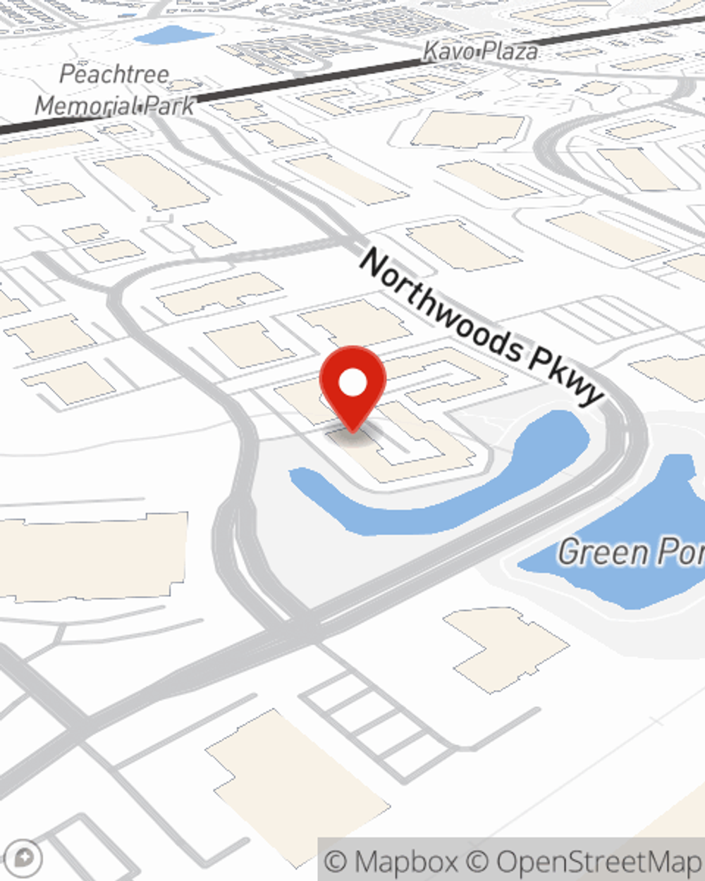 Map showing State Farm Agent Brady Bennett's office at 3000 Northwoods Parkway Suite 340, Peachtree Corners, GA