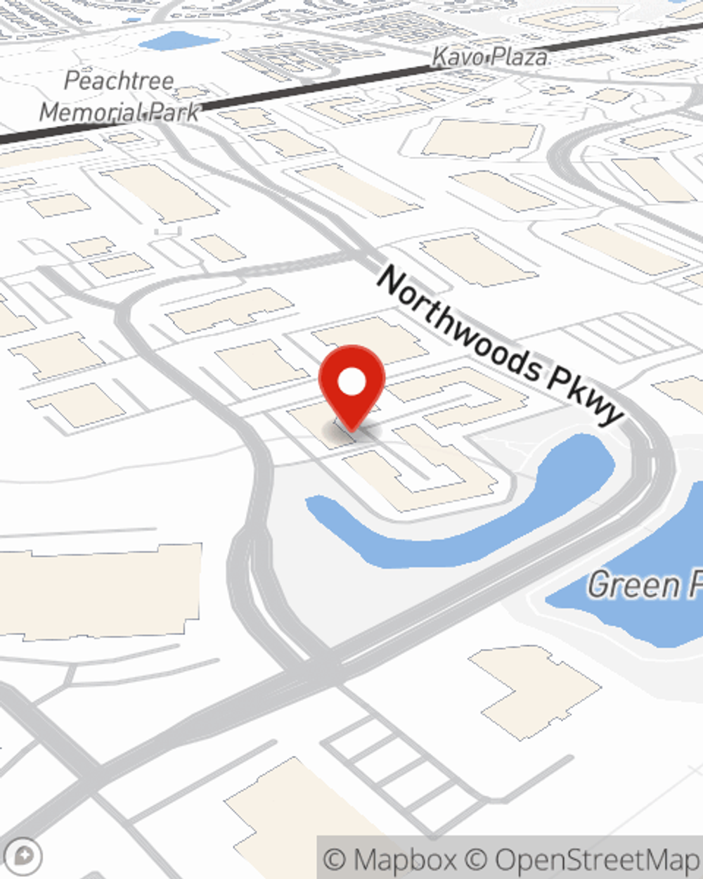 Map showing State Farm Agent Brady Bennett's office at 3000 Northwoods Parkway Suite 340, Peachtree Corners, GA