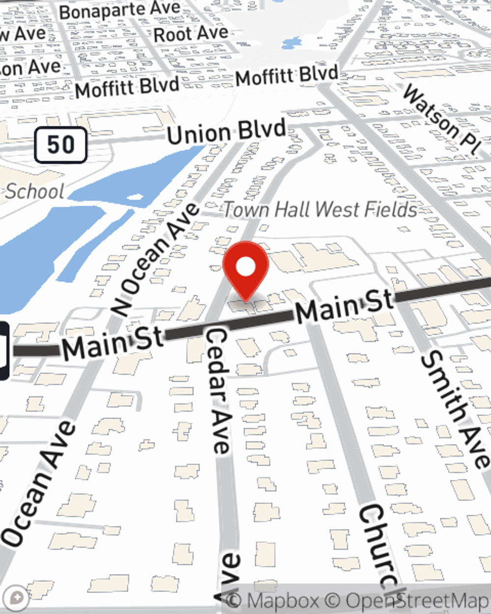 Map showing State Farm Agent's office