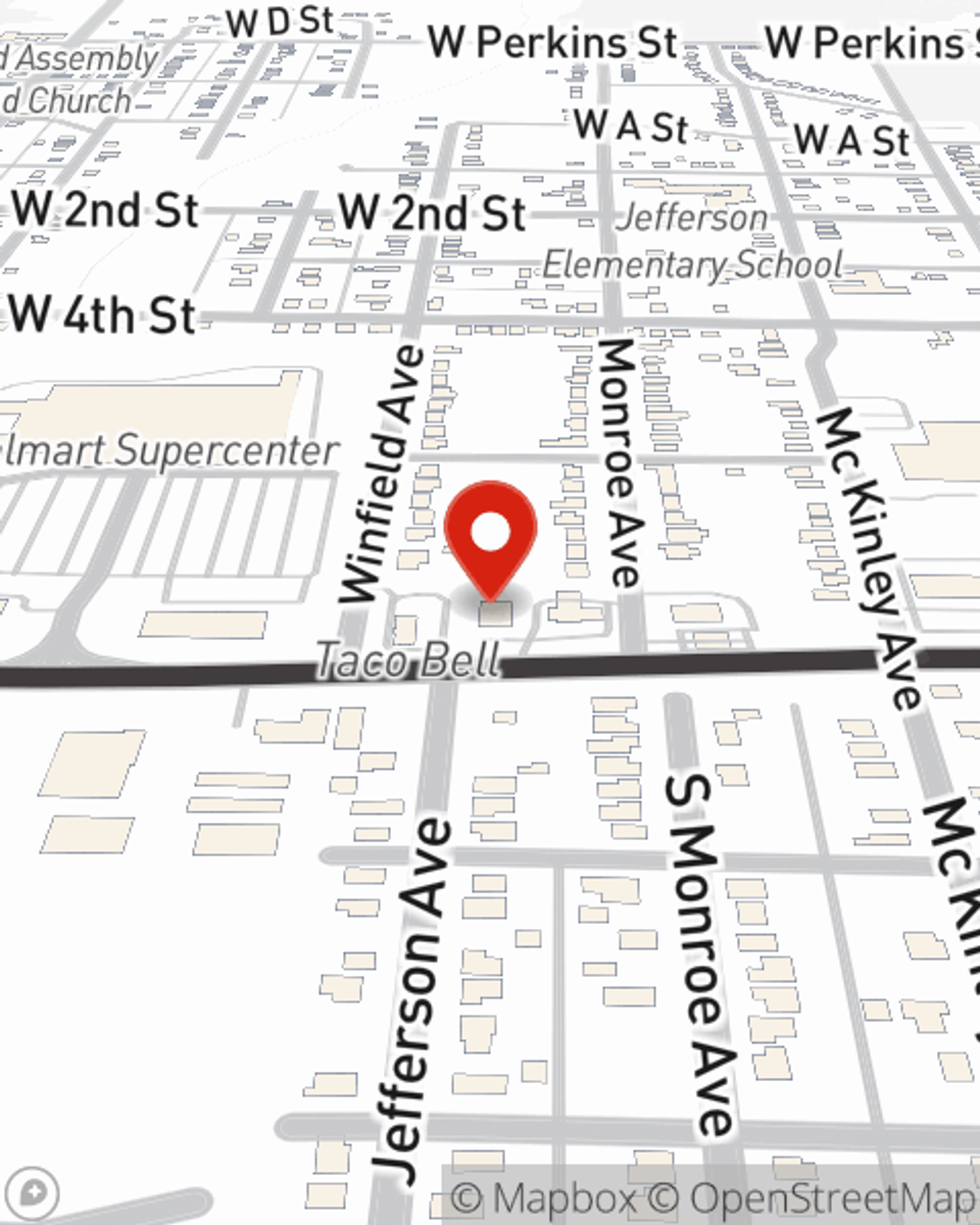 Map showing State Farm Agent Ryan Miller's office at 2311 W 7th street, Joplin, MO