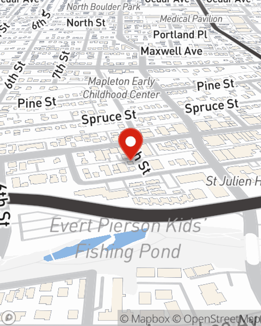 Map showing State Farm Agent Joe Chrisman's office at 1919 8th Street Boulder, CO